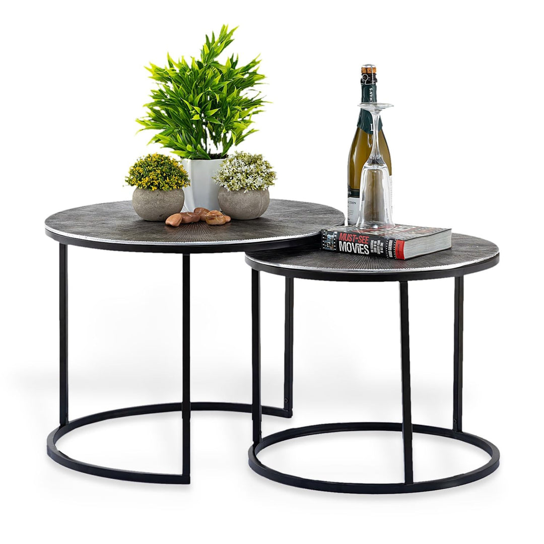 casamia Couchtisch Carlton Metall rund 2er ø55u.45cm Beistelltisch Set