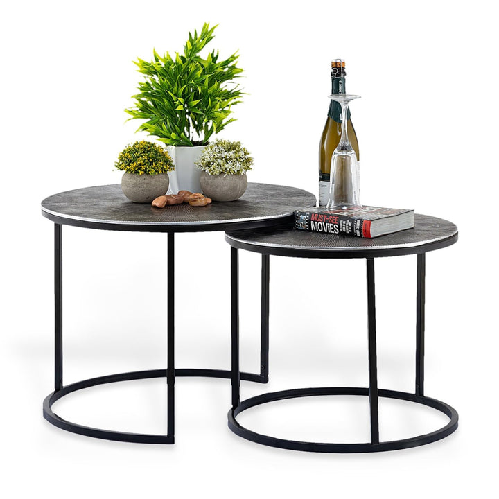 casamia Couchtisch Carlton Metall rund 2er ø55u.45cm Beistelltisch Set
