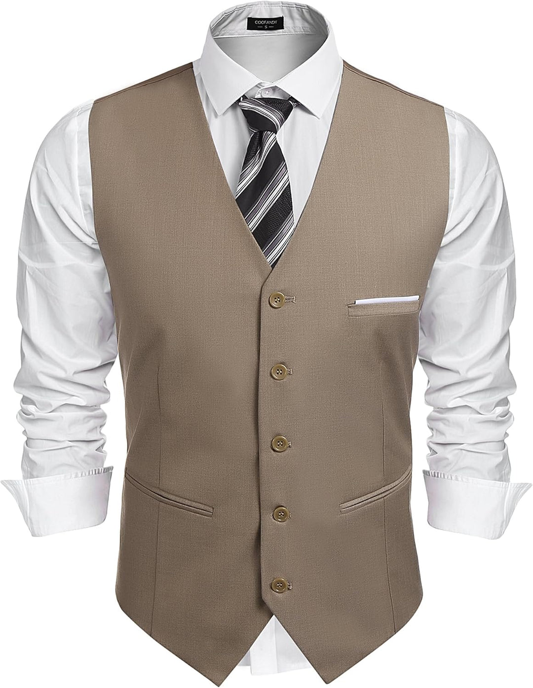 COOFANDY Herren Anzugweste Anzug V-Ausschnitt Formale Hochzeit Klassische Slim fit Baumwolle Einfarb