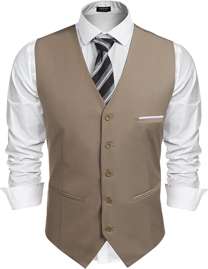 COOFANDY Herren Anzugweste Anzug V-Ausschnitt Formale Hochzeit Klassische Slim fit Baumwolle Einfarb
