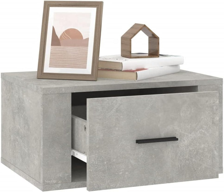WIFESE Wand-Nachttisch Betongrau 50x36x25 cm Nachtschrank Nachtkästchen Bedside Table Nightstand Nac