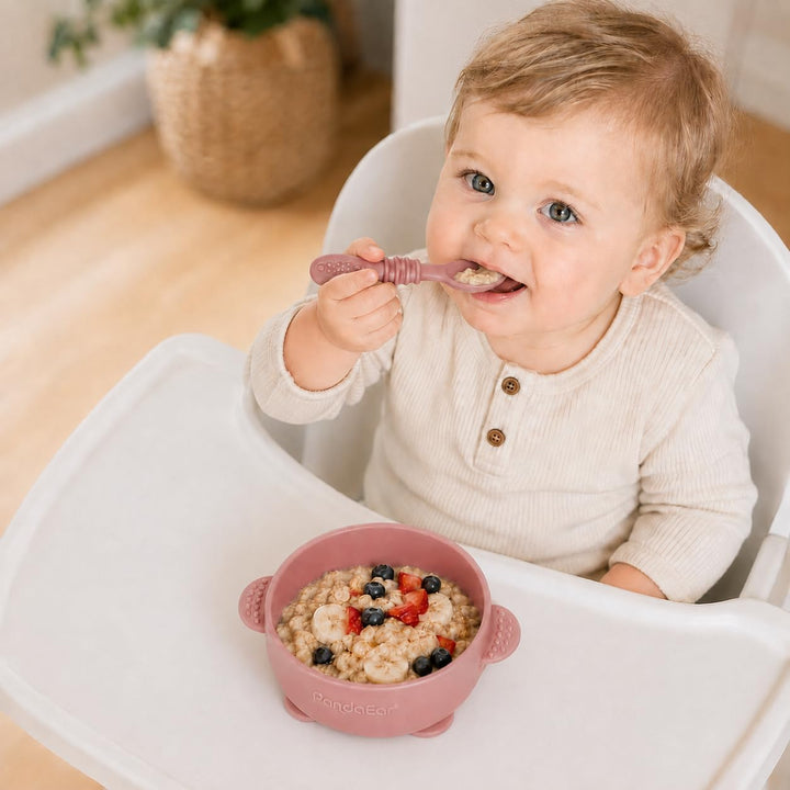 PandaEar 3 Pack Babysaugschalen &amp;3 Babylöffel| Leckdichte Aufenthalts Silicon Food Bowl für Babys Ki