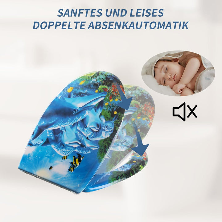 Toilettendeckel mit Absenkautomatik, WC Sitz mit Absenkautomatik Oval Form klodeckel Einfache Reinig