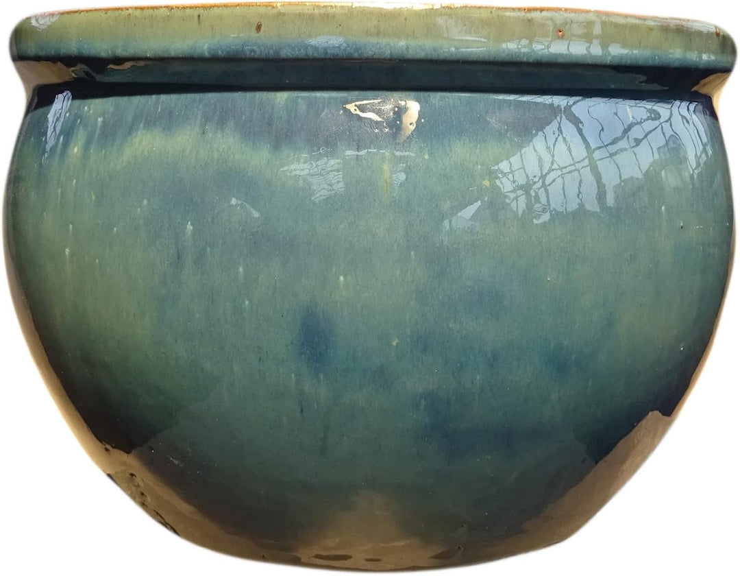 TucanoHamburg Blumentopf, Modell Bamboo in Jade, grün/blau 50x32cm, frostfest