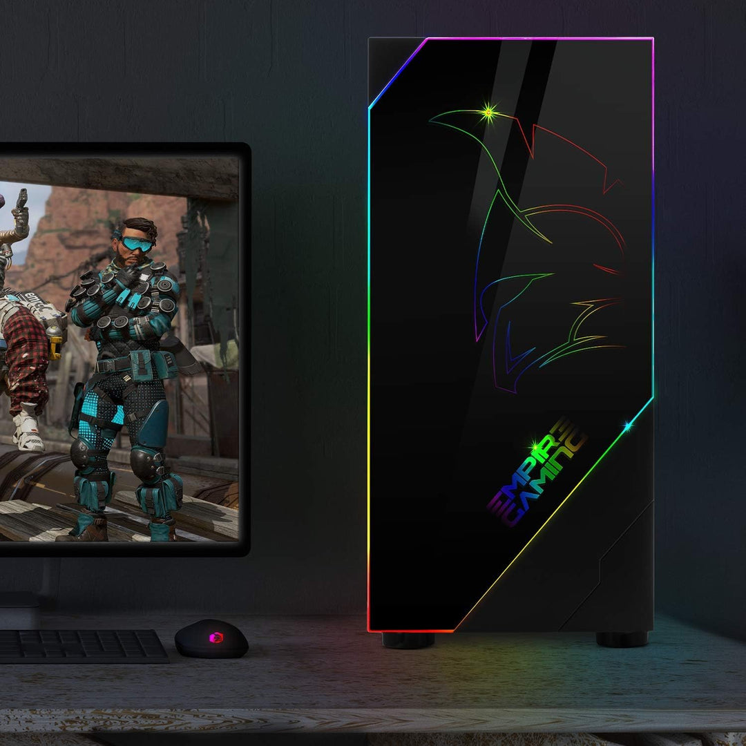 EMPIRE GAMING – PC Gehäuse Spartan ARGB mittelgrosser Gehäuseturm ATX – Fassade mit LED Hintergrundb