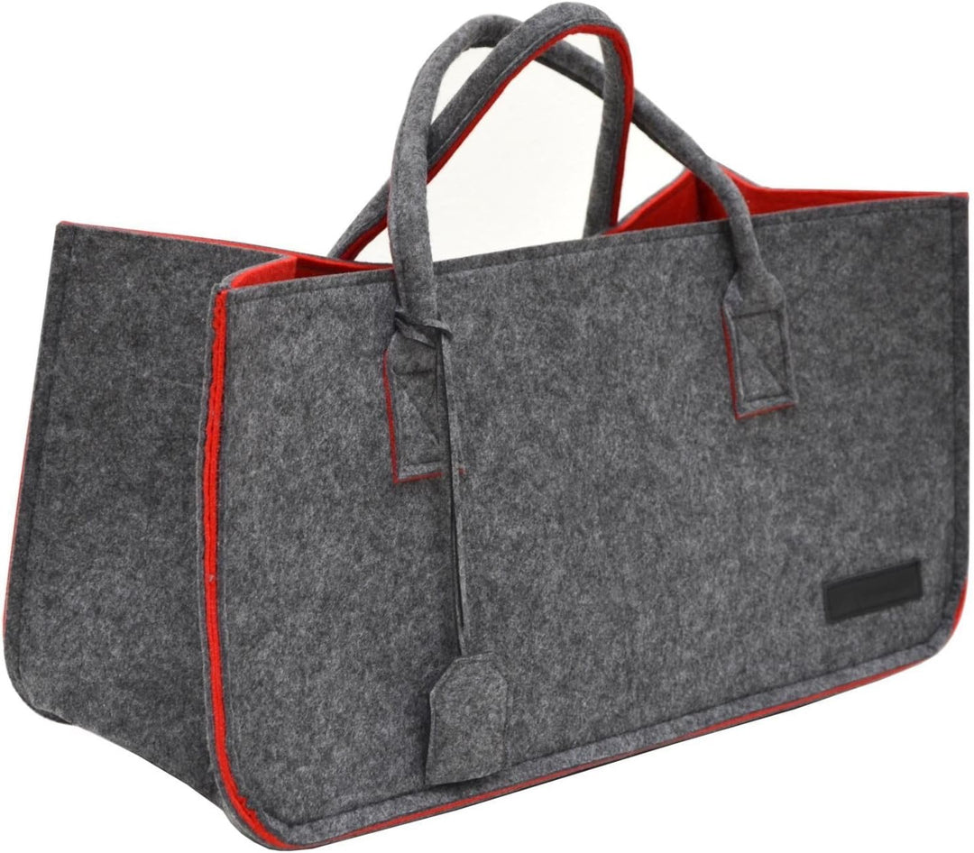 DuneDesign Schwerlast Filztasche bis 25kg - XL Filzkorb für Kaminholz - Shopper Einkaufstasche Grau