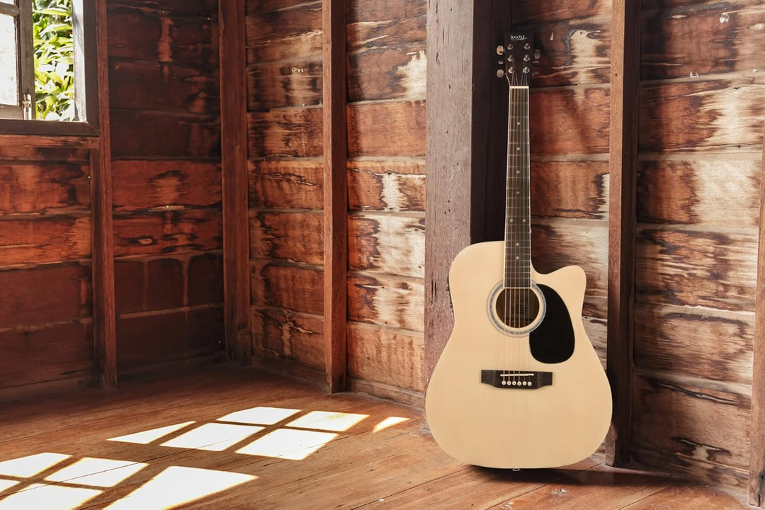 Rocktile WSD-8CE-NT Slim Line Westerngitarren Set - Dreadnought Akustik Gitarre - Westerngitarre mit