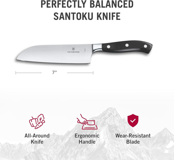 Victorinox, Grand Maître, Profi Santokumesser, Extra Scharfe Klinge, gerader Schliff, 17 cm, Robuste