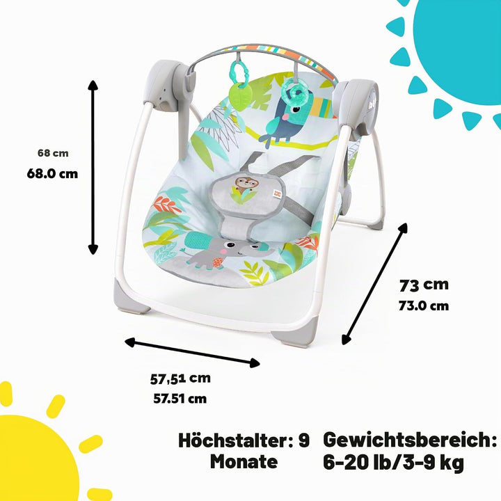 Bright Starts, Rainforest Vibes, tragbare und kompakte Schaukel mit 6 Schaukelgeschwindigkeiten, abn