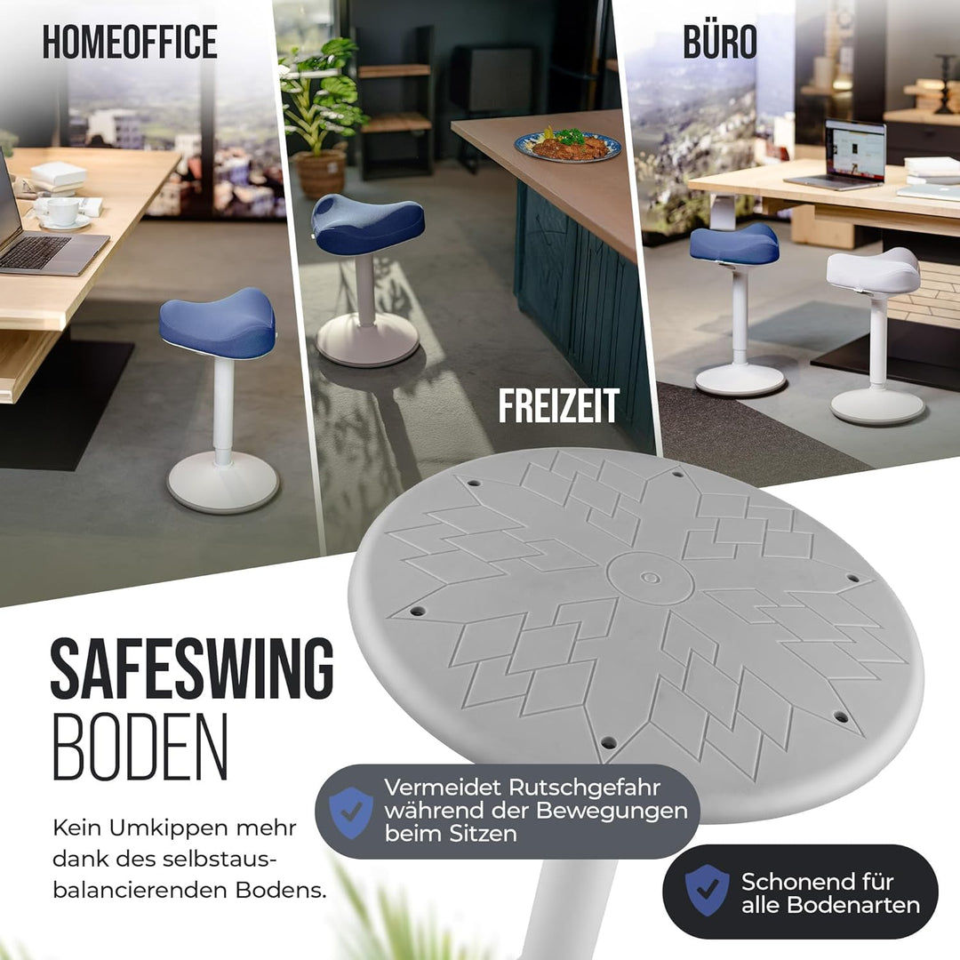 SH-01S Bürohocker Ergonomisch [IGR Zertifiziert] | Sitzhocker ergonomisch höhenverstellbar [47-65 cm