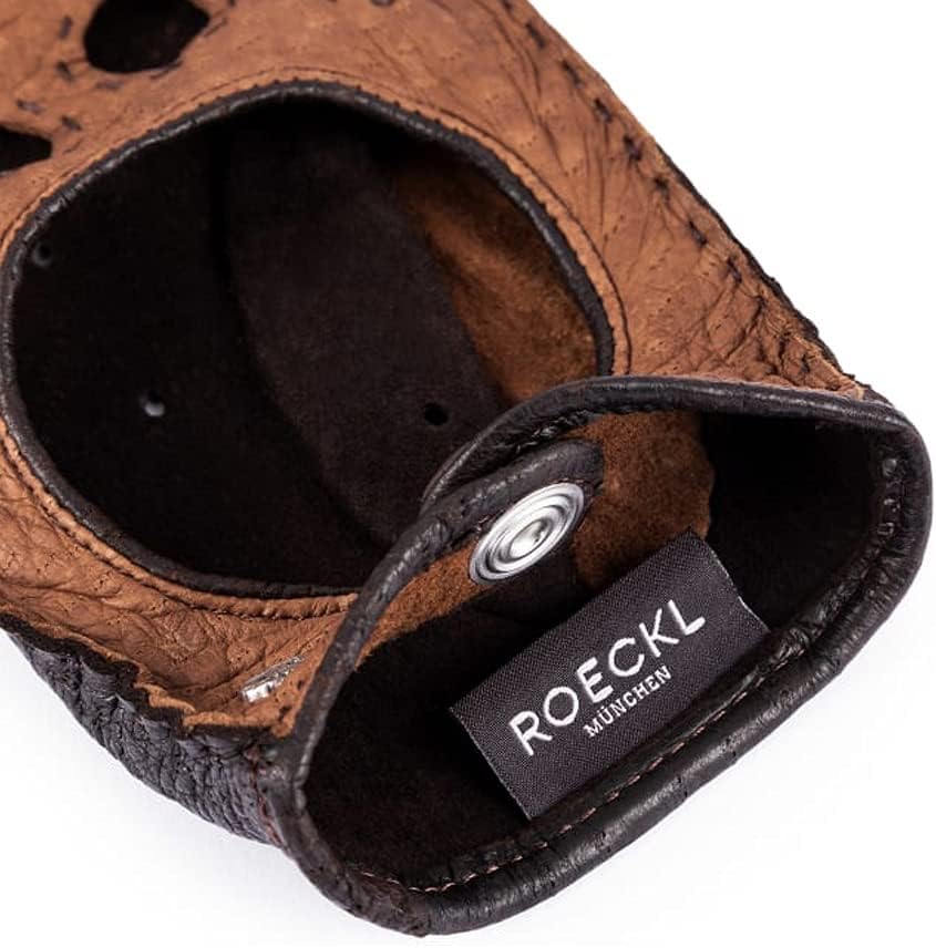 Roeckl Klassische zweifarbige Autohandschuhe braun handgenäht Damen Spitzenleder Peccary mit Handnah