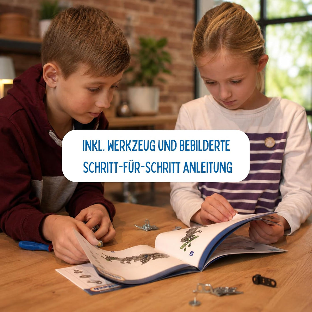 Eitech 00087 Metallbaukasten - Bagger I, Modellauto mit 170 Bauteilen, Baustellenfahrzeug, Modellaut