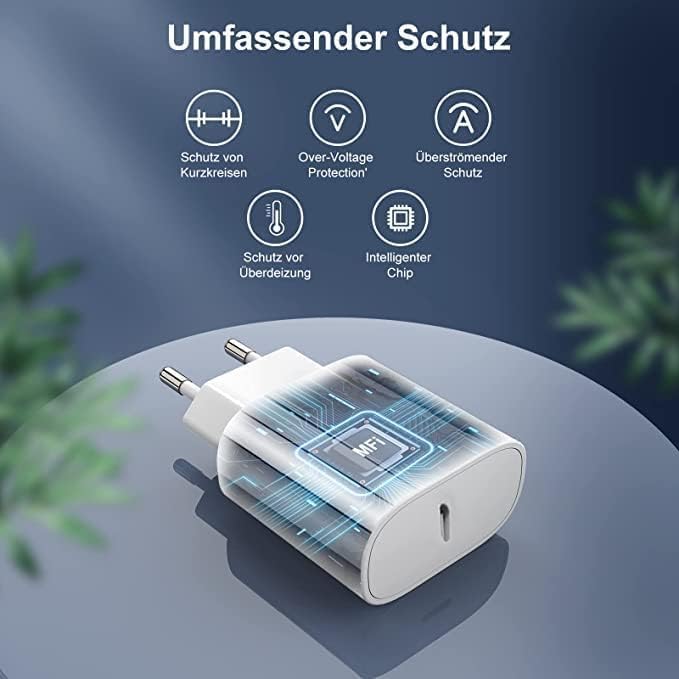 2Pack iPhone Schnellladegerät mit Ladekabel Original, iPhone Schnellladekabel USB C Power Adapter Ty