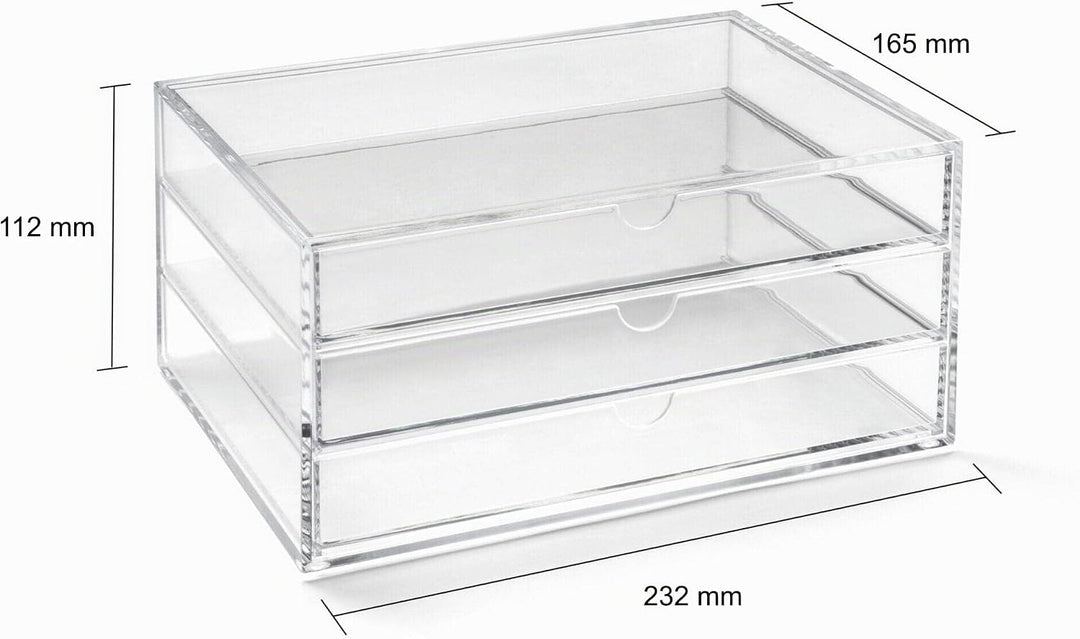OSCO A3277 Magazin mit 3 Schubladen aus klarem Acryl, Gross, durchsichtig 16.6T x 23.3B x 11.4H cm (