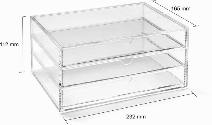 OSCO A3277 Magazin mit 3 Schubladen aus klarem Acryl, Gross, durchsichtig 16.6T x 23.3B x 11.4H cm (