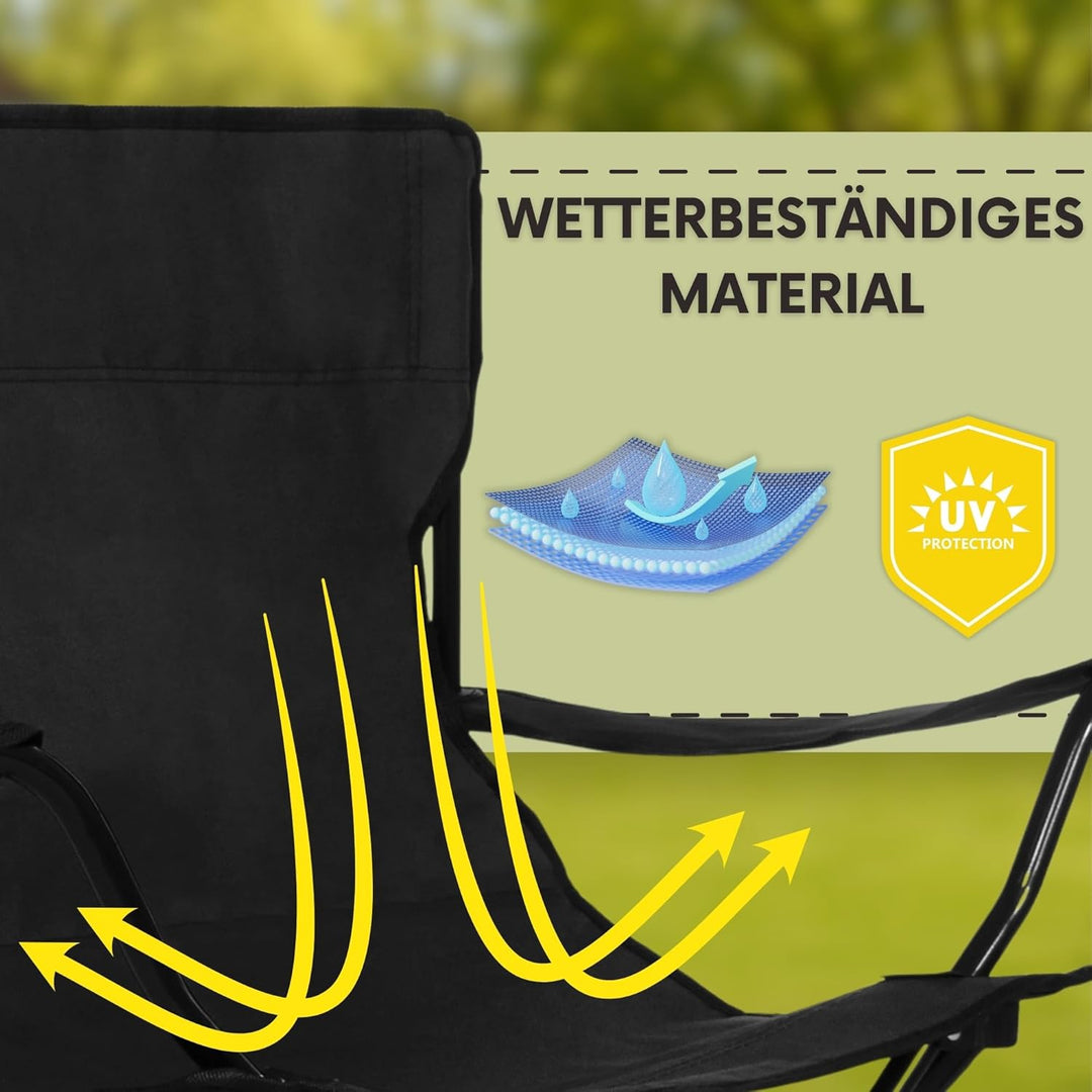 SPRINGOS Campingtisch mit Zwei Klappstühlen Freizeitmöbel Camping-Set 3-TLG. Schwarz, Set 3-tlg, Sch