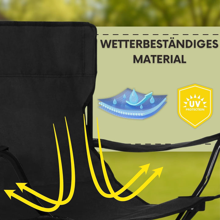 SPRINGOS Campingtisch mit Zwei Klappstühlen Freizeitmöbel Camping-Set 3-TLG. Schwarz, Set 3-tlg, Sch