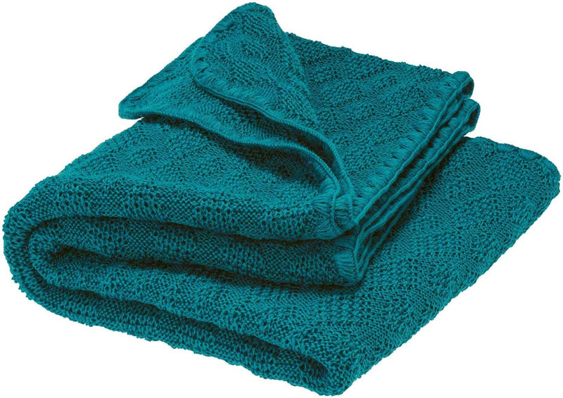 Disana WOLL-BABYDECKE, kuschelweiche Strickdecke im Ajourmuster | 100% Bio-Merinowolle GOTS | Newbor