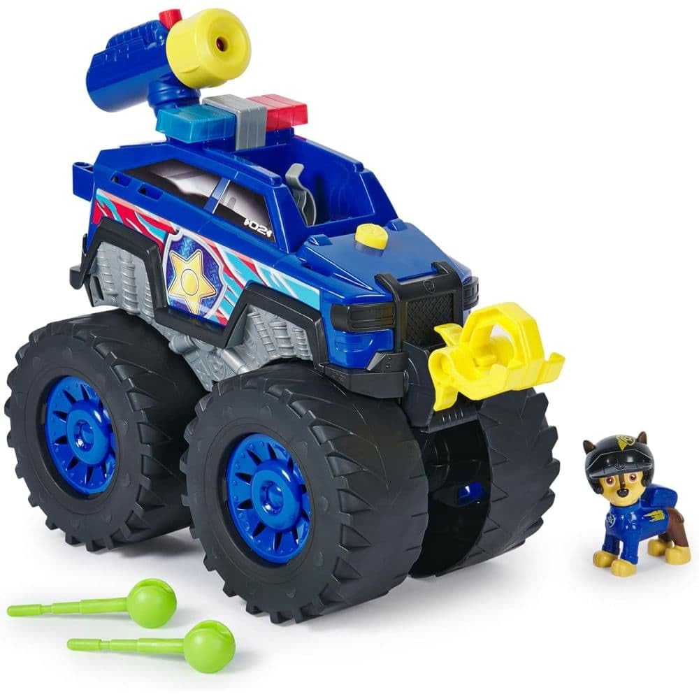 PAW PATROL Rescue Wheels - Chases Deluxe Monstertruck mit Geschoss-Abwurf, motorisierter Seilwinde,