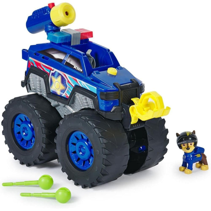 PAW PATROL Rescue Wheels - Chases Deluxe Monstertruck mit Geschoss-Abwurf, motorisierter Seilwinde,