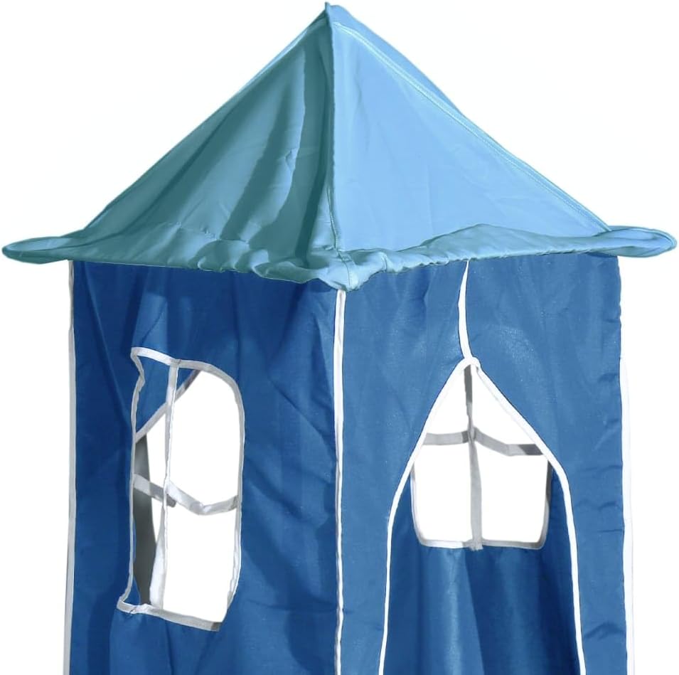vidaXL Vorhänge für Hochbett mit Turm Blau Polyester, Blau