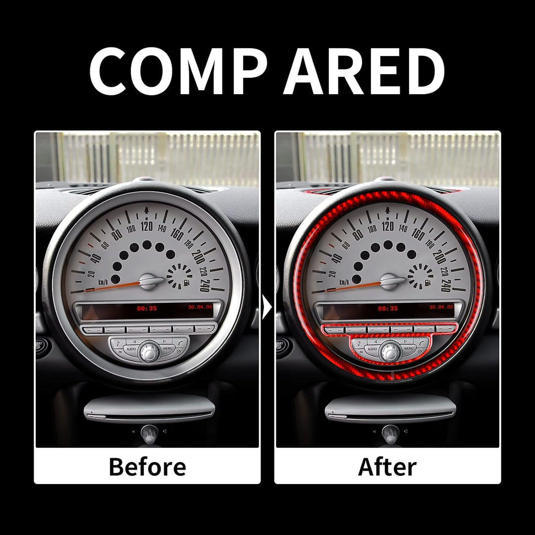 KUNGKIC Kohlefaser Auto Tachometer Dekorative Aufkleber Innenraum Carbon Fiber Speedometer Trim für