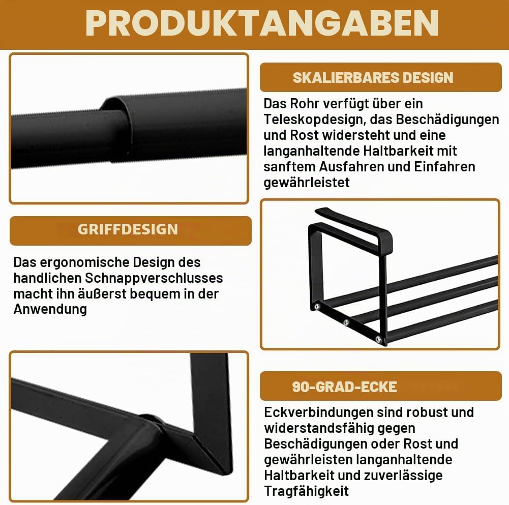 Hängendes Schuhregal Ausziehbar 40-70CM,Verstellbares Unterregal Hängekorb,Hängendes Schuhregal Orga