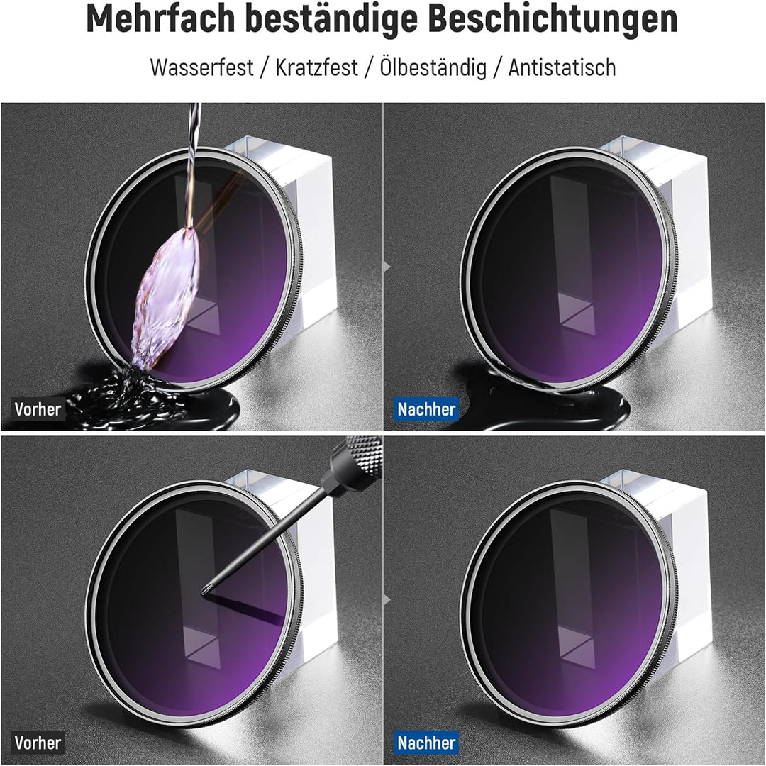 NEEWER 67mm ND2-32 (1-5 Stops) Variabler ND Filter Graufilter mit Objektivdeckel Reinigungstuch, Prä