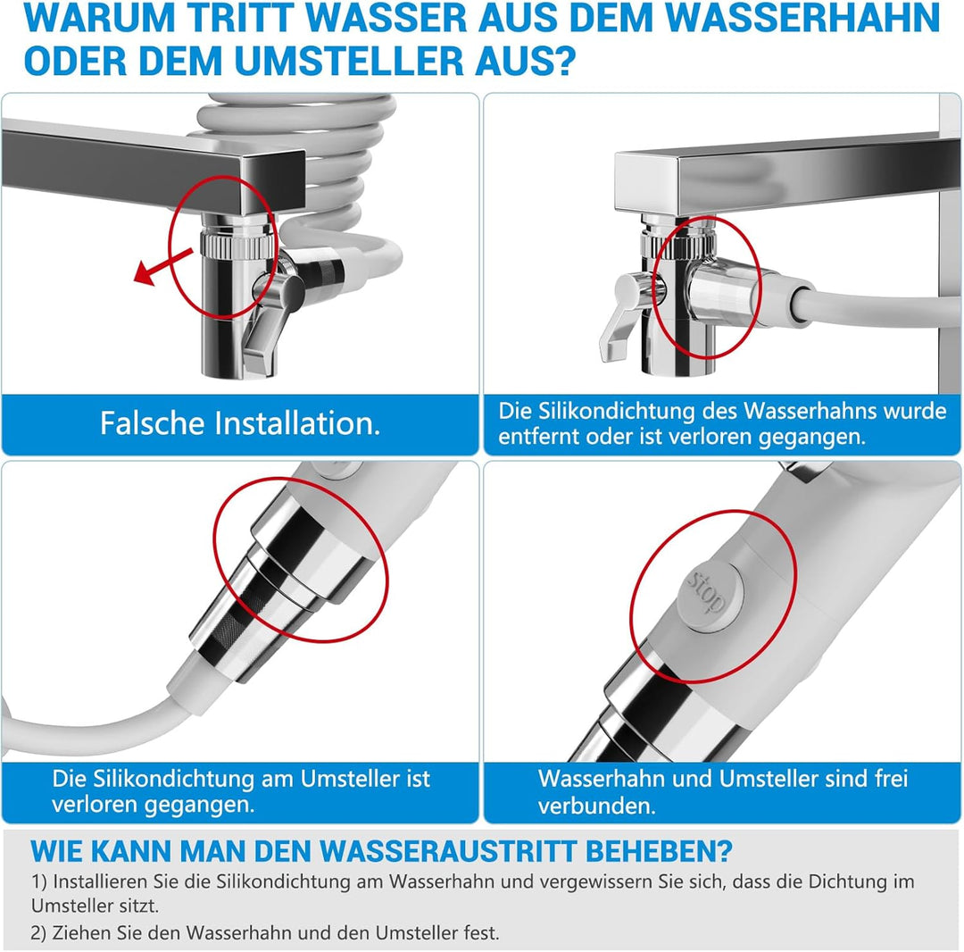 Handbrause für Waschbecken, Waschbeckenbrause mit Schlauch, Handbrause Duschkopf Set Mit Halterung,