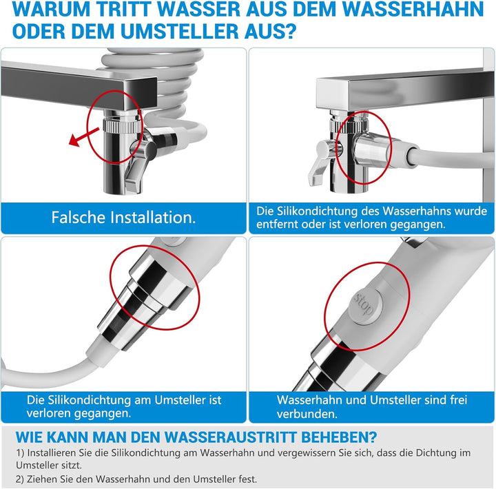 Handbrause für Waschbecken, Waschbeckenbrause mit Schlauch, Handbrause Duschkopf Set Mit Halterung,