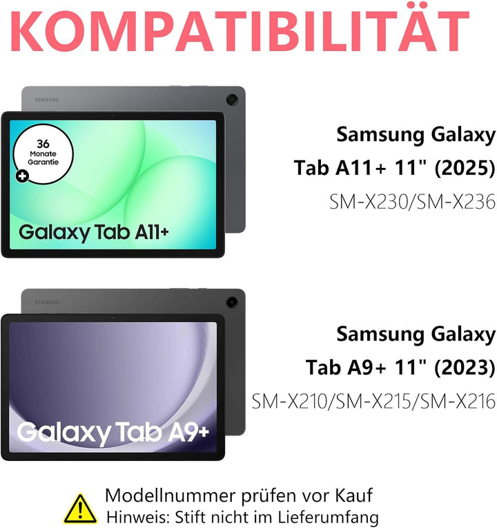 Hülle mit Tastatur für Samsung Galaxy Tab A11+ 11" (2025) & Galaxy Tab A9+ 11" (2023) – Deutsch Keyb
