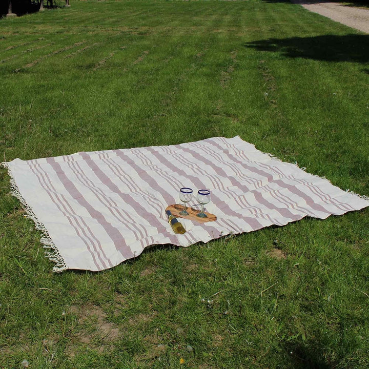 mitienda mit Liebe gemacht Tagesdecke Creme Agas, Wohndecke aus Baumwolle, Gartendecke, handgmachte