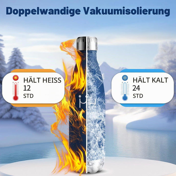 HoneyHolly Trinkflasche Edelstahl - 750ml - Thermosflasche, BPA-Frei, Trinkflaschen Sport - Auslaufs