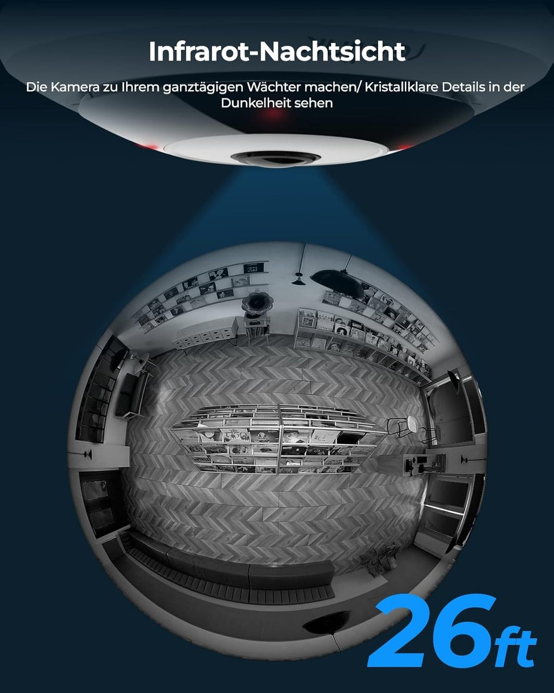 Reolink 6MP PoE IP Fisheye Kamera mit 360° Blick, Smarte Personenerkennung, 2-Wege Audio, Decken-/Wa