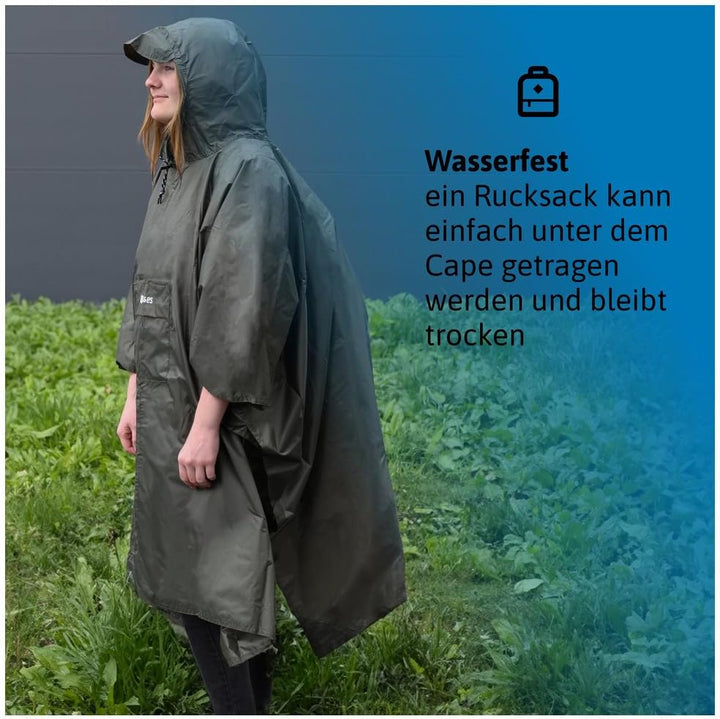 Dönges 4-in-1 Regenponcho mit Ärmeln in 4 Farben | Atmungsaktiv, Wasserdicht & Vielseitig mit Brustt