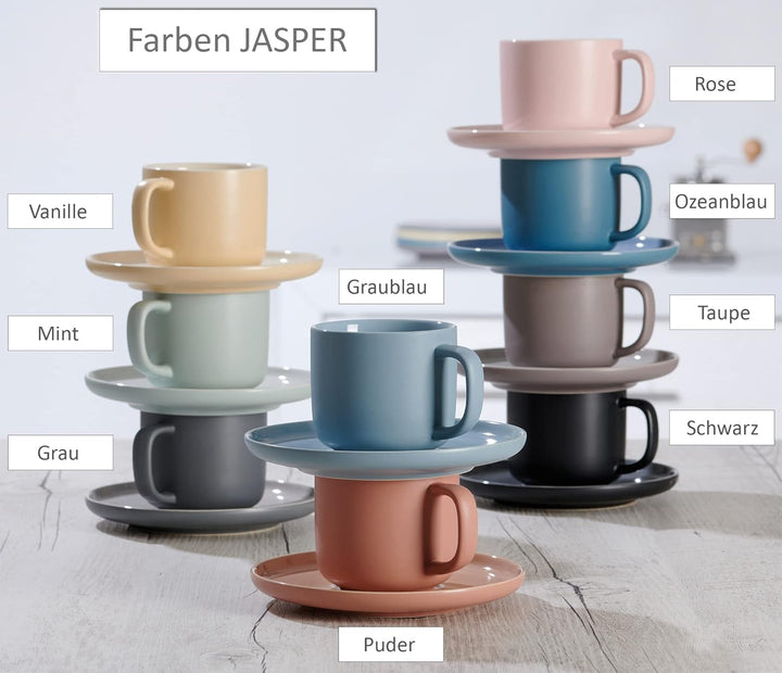 Ritzenhoff & Breker Kaffeebecher-Set Jasper, 4-teilig, je 320 ml, Taupe, Steinzeug, Taupe