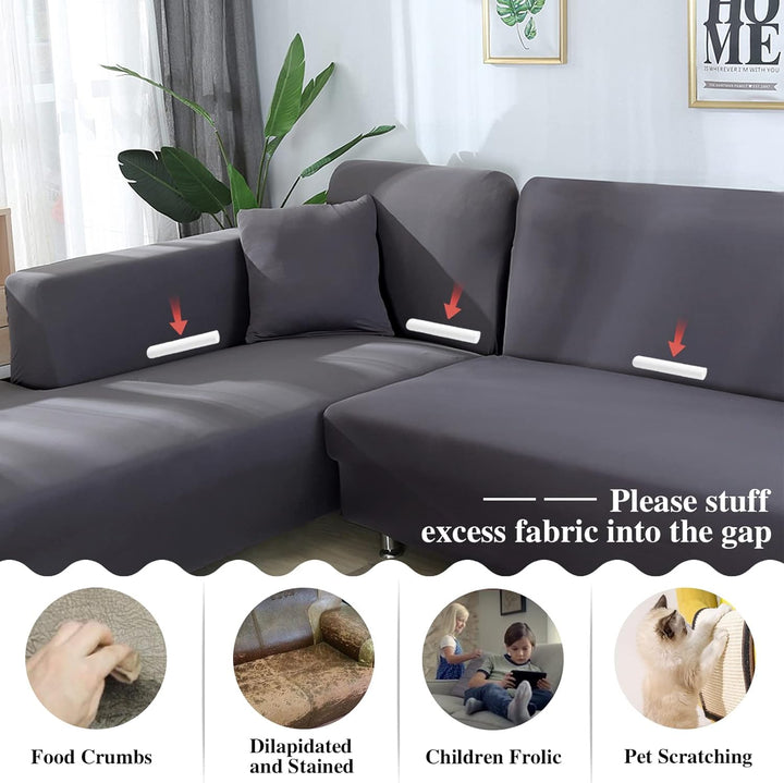 Jaotto Sofa Überwürfe Sofabezug Elastische Spandex Stretch Sofabezüge Couchbezug für L-Form Sofa Uni