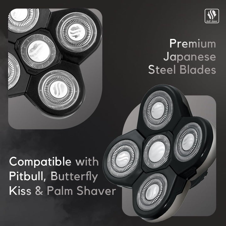 Skull Shaver Forte 5-Kopf-Ersatzklinge - Für Pitbull, Palm & Butterfly Kiss Rasierer - Bartpflege, K
