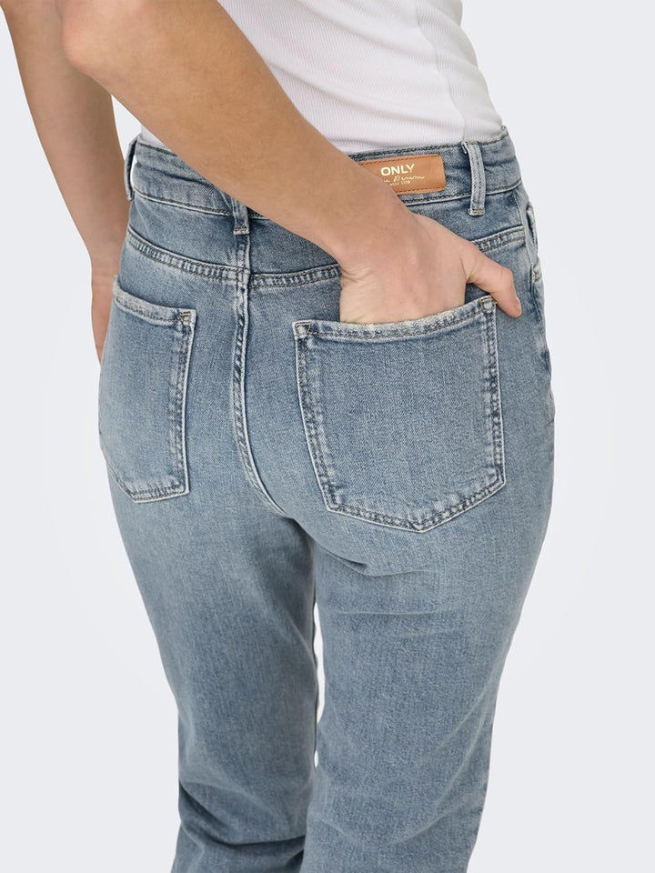 ONLY Damen Hose Onlemily Hw Straight ANK Col CC PNT 28W / 30L Special Blue Grey Denim, 28W / 30L Spe