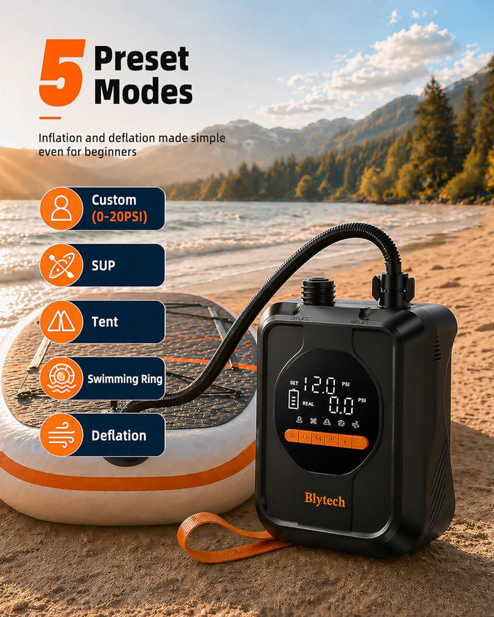 SUP Pumpe Akku,SUP Pumpe elektrisch 20 PSI,tragbare elektrische Luftpumpe für Paddle Board mit 13500