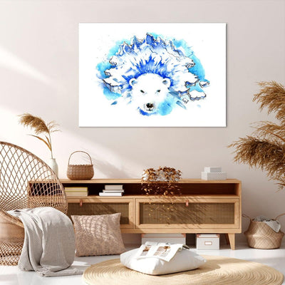 Bilder auf Leinwand 100x70cm Leinwandbild Bär Eis Winter Arktis Gross Wanddeko Bild Schlafzimmer Küc