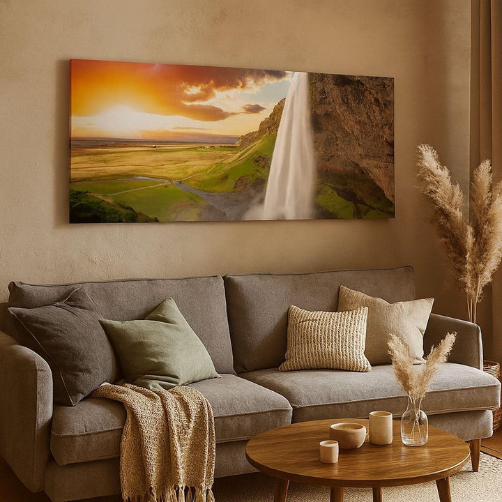Wandbilder Dekoration Wohnzimmer Geologie island Wiese Panorama Bilder auf Leinwand 120x50cm Leinwan