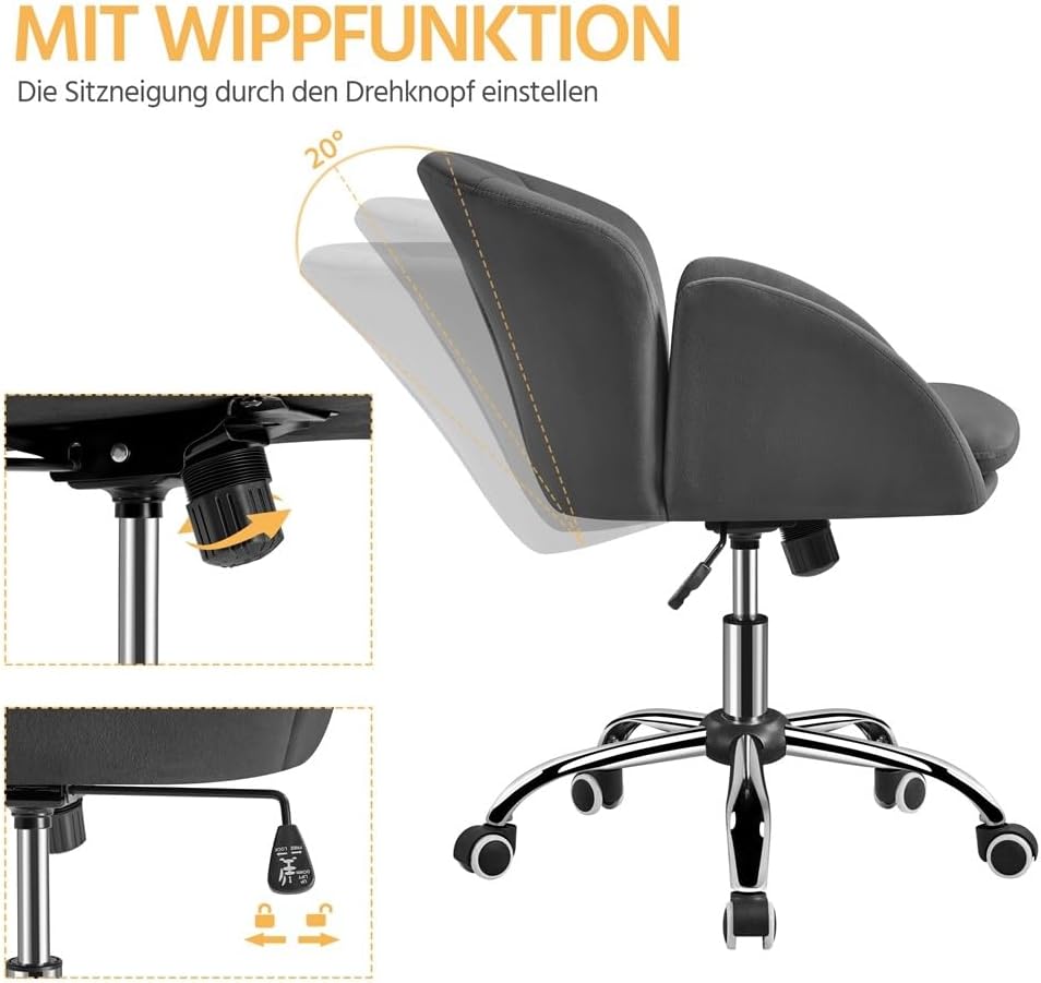 Yaheetech Schreibtischstuhl Ergonomisch Bürostuhl bis 136 kg Belastbar, Drehstuhl Höhenverstellbar C