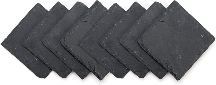 Trademark Innovations Getränkeuntersetzer aus Schiefer, 10,2 x 10,2 cm, 20,3 Stück Schwarz, Schwarz