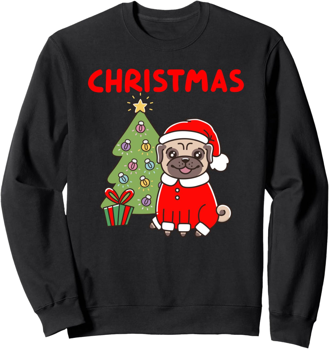 Merry Christmas Pugs Dogs Matching Couple Ugly Christmas Sweatshirt