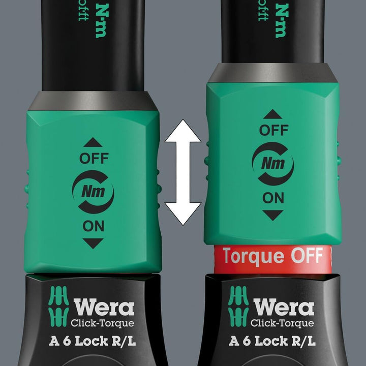 Wera 05075694001 Click-Torque Lock A 6 R/L Drehmomentschlüssel, einstellbar, Torque Lock Funktion, d