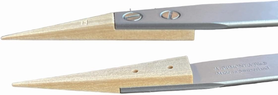 BUZZUFY Dumont Dumoxel Pinzette 159 mit Holzspitzen für kratzempfindliche Bauteile 110 mm für Uhrmac