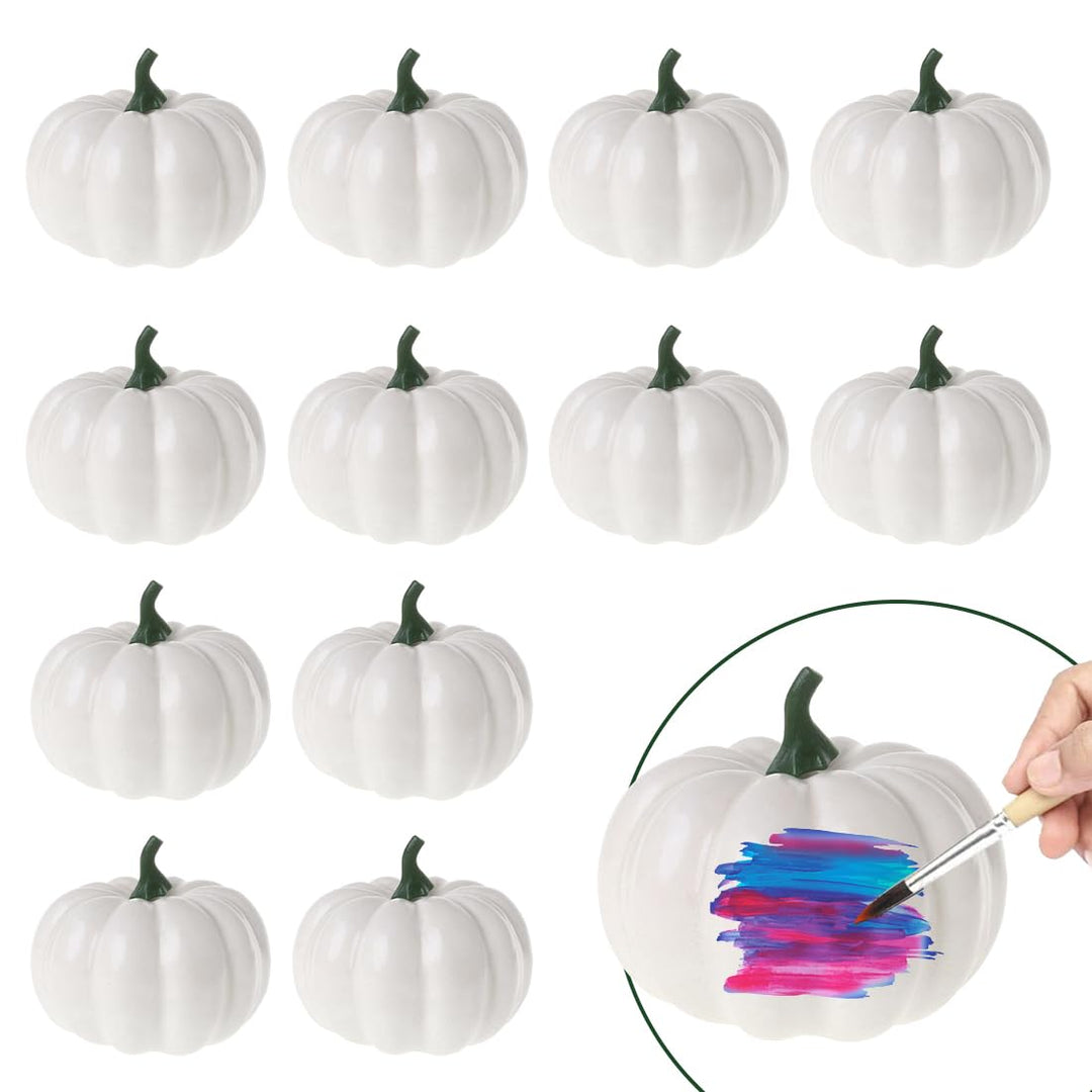 O-Kinee Kürbis Herbst Dekoration Draussen, 12 Stück DIY Kürbis Deko, Künstliche Pflanzen Kürbisse, W