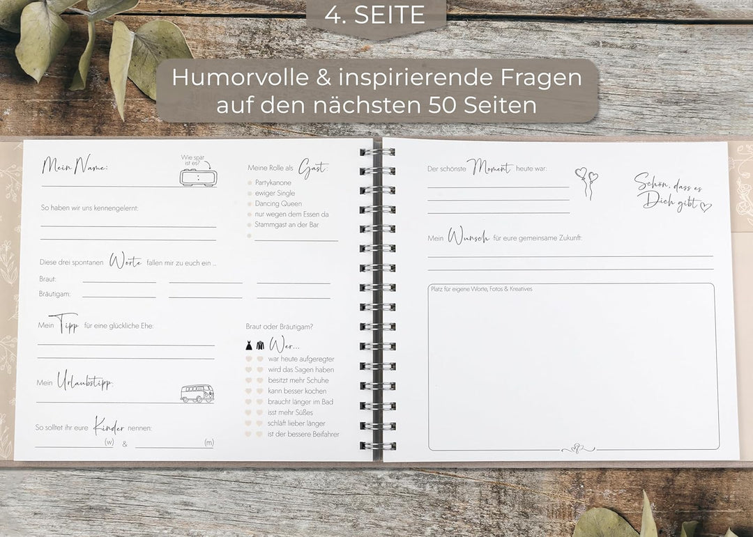 Love Notes Gästebuch Hochzeit mit Fragen zum Ausfüllen – Hochwertiges Hochzeitsbuch für unvergesslic