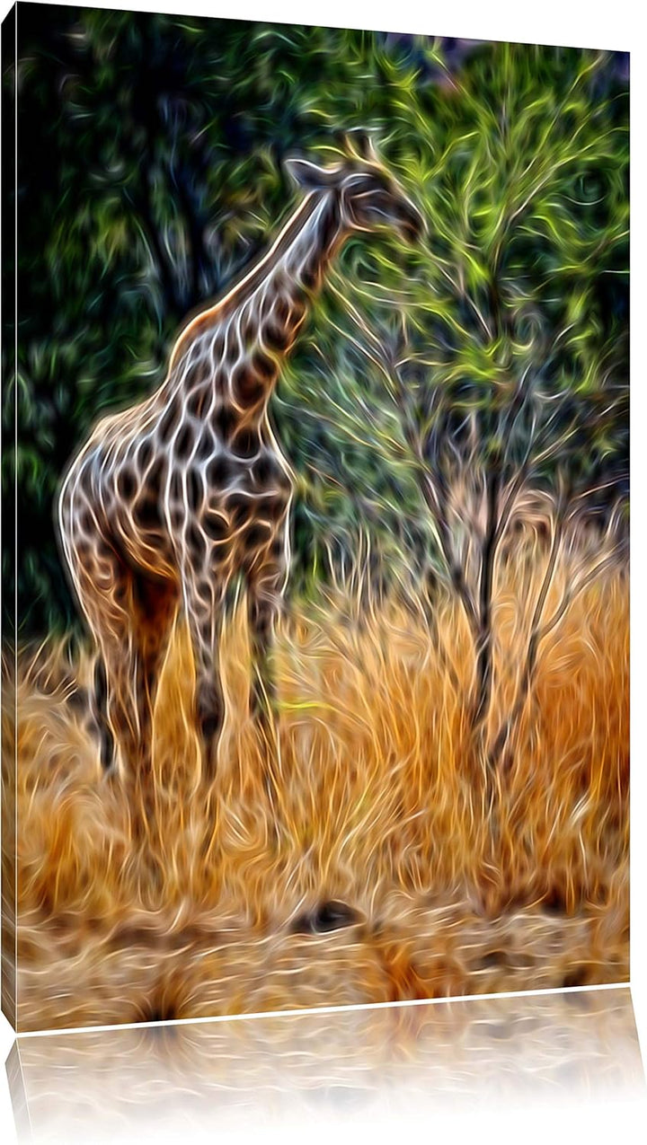 Giraffe beim Fressen Deluxe Format: 100x70 cm auf Leinwand, XXL riesige Bilder fertig gerahmt mit Ke